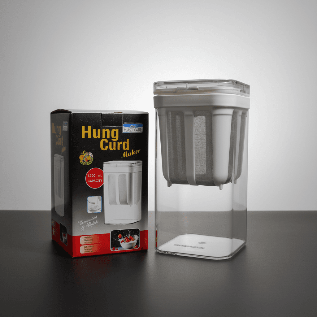 Hung curd maker with transparent container and inner strainer